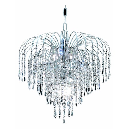 Elegant Furniture Falls 6 Light Chrome Pendant Clear Elegant Cut Crystal